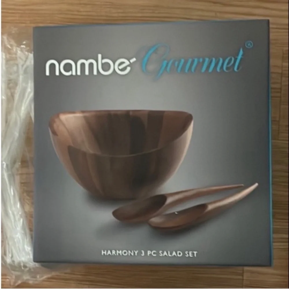 Nambe Harmony Salad Set with Serving utensils